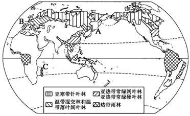 (12分)(1)描述图中亚寒带针叶林的分布规律.