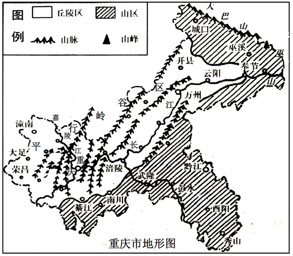 【推荐3】读"重庆市地形图"和"平行岭谷区地形示意图",回答下列问题.