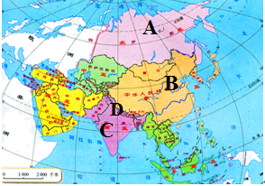 【推荐2】根据图"亚洲地理分区",回答以下问题