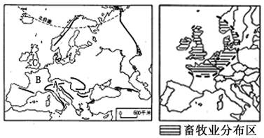 【推荐2】读欧洲西部地形图及畜牧业分布图,回答下列问题