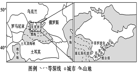 (1)描述克里米亚半岛的地理位置特征.