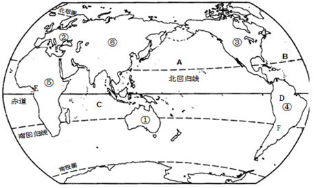 读"世界七大洲和四大洋分布图",回答下列问题.