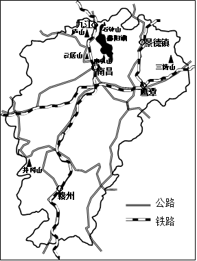 材料一 江西省主要旅游景区分布示意图