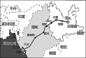 材料三  下图为中缅铁路规划线路图河大瑞铁路示意图