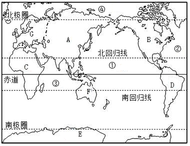 读"世界海陆分布图"完成下列内容.