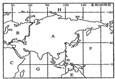 读"亚洲地区示意图",回答问题.