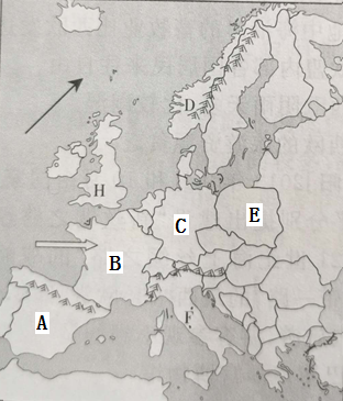 读欧洲西部地区图,回答下列问题