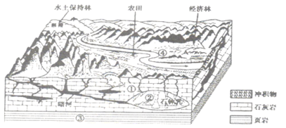 下图为我国某地喀斯特地貌示意图,读图完成下面小题.