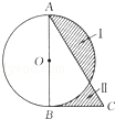 【推荐1】如图,△abc是直角三角形,ab为圆直径,ab=20,阴影i的面积比