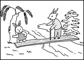 仔细观察下边的图画,图中的小白兔和山羊爷爷之间发生了什么故事呢?