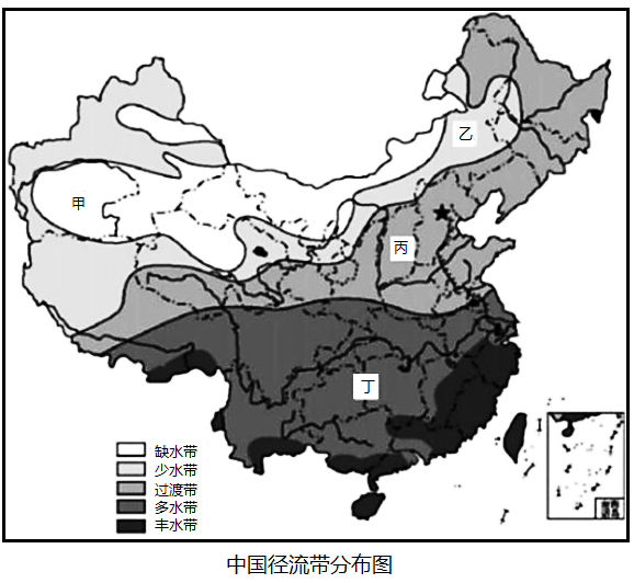 (3)读"中国径流带分布图"并结合所学说说我国水资源空间分布特征.