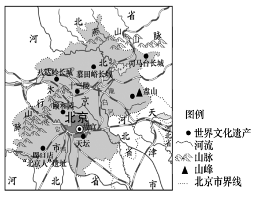 结合北京地形图,完成以下小题.