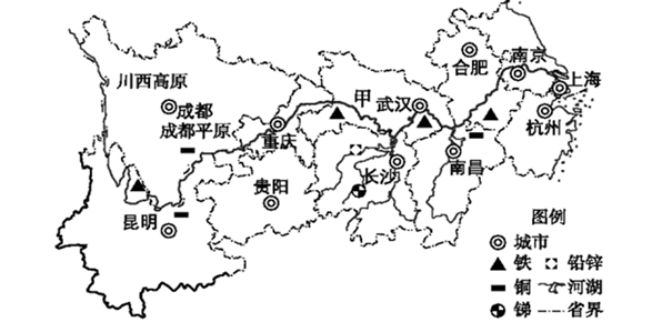 交通运输业 我国铁路干线的分布【推荐2 下图是长江经济带示意图