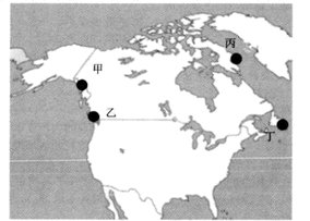 下图示意北大西洋部分海域洋流分布,图中虚线为甲乙两港口间的航海线.
