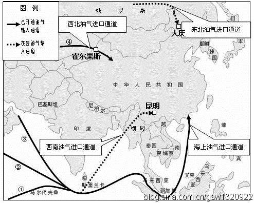 下圖為我國西氣東輸線路圖,讀圖完成下面問題.