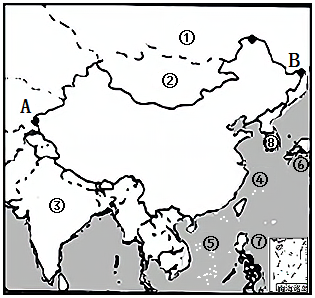 下圖為中國簡圖,讀圖完成下列各題.