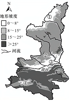 下图是陕西省地形坡度空间差异图读图完成下列小题