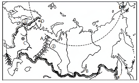 读俄罗斯地形图,填写下列各空