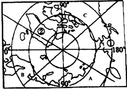 读南北极俯视图图,回答下列问题.