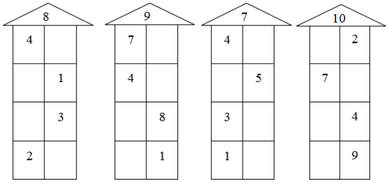 把10根小棒分成两份,有几种分法?把数填在